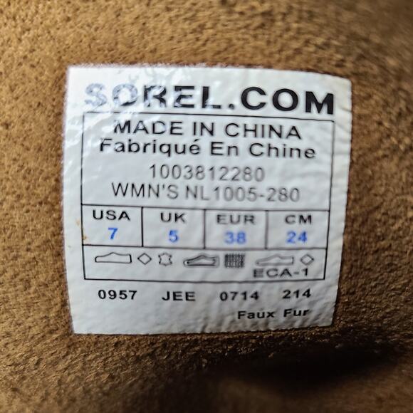 Sorel Caribou Buff Tan Black Waterproof Lace Up Boots Women's 7 / 9 - Picture 5 of 5